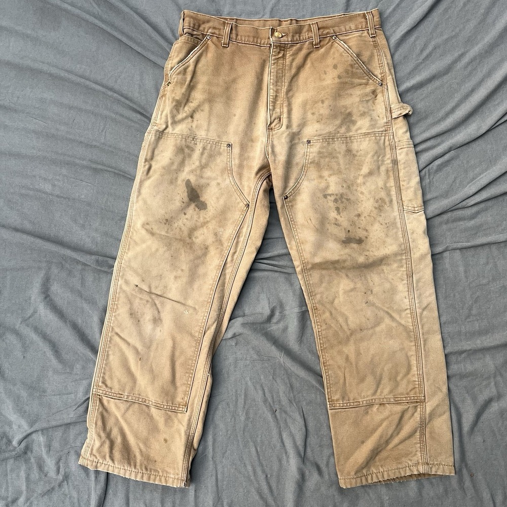 Carhartt Double Knee Pants Workwear Duck Flannel Lined